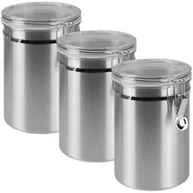 Metaltex Vorratsdose, Edelstahl, (3-tlg), Inox-Verschluss silberfarben 2000 ml | Ø 11,8 cm x 19,3 cm