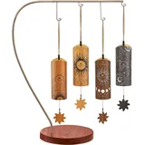 Sonic Energy Cosmic Bamboo Chime Set – 4 Klangspiele in Tagszeiten-Stimmung, 432 Hz – Für Meditation, Therapie, zur Dekoration – Inkl. Ständer (CBCS4SET)