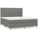 vidaXL Boxspringbett mit Matratze Dunkelgrau 160x200 cm Stoff