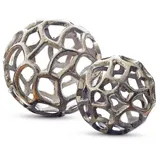 Loberon Deko-Objekt 2er Set Venay, Zwei Größen, kunstvoll geformt, schimmerndes Finish, Dekoration, Dekoobjekt, Aluminiumguss, Silber