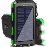 Solar Powerbank 20000mAh, Solarladegerät mit 2 Ausgängen USB C Schnellladung, wasserdichte Powerbank Externer Akku Pack mit Kompass Smartphone, Tablet, Wandern, Camping