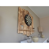 WDS Wooden Dartboard Surround | Premium Dart-Wandschutz & Tablet-Halter | Burned Look | MIT Tablet-Halter (Catchring, Dart Umrandung, Backboard)