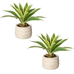 CREATIV green künstliche Pflanze Agave, ca 25cm, 2er Set