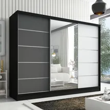 mebloland Schwebetürenschrank AURELIA 1 | Graphit | weiß /