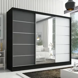 mebloland Schwebetürenschrank AURELIA 1 | Graphit | weiß /