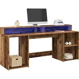 vidaXL LED-Schreibtisch Altholz-Optik 200x55x91 cm Holzwerkstoff