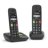 Gigaset E290A Duo, Analoges/DECT-Telefon, Kabelloses Mobilteil, Freisprecheinrichtung, 150 Eintragungen, Anrufer-Identifikation, Schwarz - Schwarz