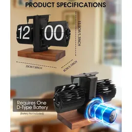 Yusat Retro-Flip-Uhr, Vintage-Tischuhr, Automatisches Drehen, batteriebetrieben, Mechanische Schreibtischuhr,