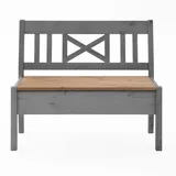 Stauraumbank in Grau Kiefer massiv gelaugt