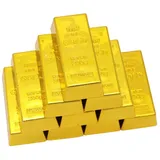 TOYANDONA Replik Goldbarren Kunststoff Gefälschte Goldene Backstein Goldbarren Film Prop Neuheit Witz Geschenk Türstopper Briefbeschwerer für Western Cowboy Pirate Casino Party Dekorationen