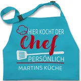 Kinderschürze Schürze Kinder Jungen Mädchen - Kochschürze - Hier kocht der Chef persönlich mit Name I Geschenk Kochen I Hobbykoch - 2-6 Jahre - Türkis - persönliche jungs kinderkochschürze - 2-6 Jahre