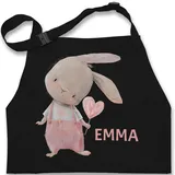 Kinderschürze Schürze Kinder Jungen - Süßer Hase Mädchen mit Name personalisiert I Häschen I Rabbit I Langohr I Süße Hasen - 2-6 Jahre - Schwarz - motiv hasenmotiv emma kochschürze und - 2-6 Jahre