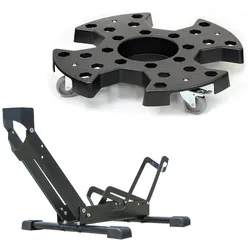 Set: Reifenrollbrett RR1 Vanit Reifenwagen passend für den Transport von Reifen + Fahrradständer freistehend TS1 Fahrradhalter 26 bis 29" Reifen schwarz