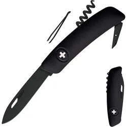 Schweizer Messer D01 AllBlack Taschenmesser Klappmesser 6 Funktionen EINHEITSGRÖSSE