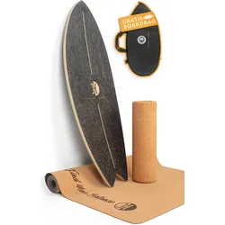 Balanceboard OCEAN ROCKER Black | inkl. Rolle und Korkmatte SCHWARZ No Size