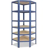 shelfplaza Eckregal, blau Metall, Rechteckig, 60x180x30 cm, Freizeit, Heimwerken, Werkstatt, Schwerlastregale