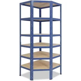 shelfplaza Eckregal, blau Metall, Rechteckig, 60x180x30 cm, Freizeit, Heimwerken, Werkstatt, Schwerlastregale