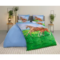 OTTO home Bettwäsche »Lyki«, ab Größe 135x200 cm, 100% Polyester, Katze, Pferd, Löwe, Pinguin OTTO home Pferd B/L: 135 cm x 200 cm