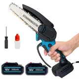 6 Zoll Akku Kettensäge Ersatz für Makita DUC101Z Akku-Astsäge,Mini-Kettensäge Mit 1 Ketten,kleine Ölflaschen,2 Akku 3000mAh Tragbare Einhand-Kettensäge Für Gartenarbeit, Holzschneiden und Beschneiden