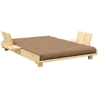 Karup Design Bett Social Sofa Bed, mit verstellbarem Zubehör, inkl Matratze & Lattenrost, Bett wahlweise mit 2 oder 4 Rückenlehnen und 2 Ablagen. Mit Matratze beige