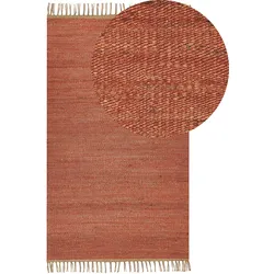 Teppich Jute rot 80 x 150 cm Kurzflor zweiseitig LUNIA