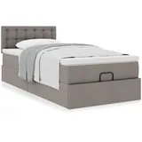 vidaXL Ottoman-Bett mit Matratze Taupe 100x200 cm Stoff