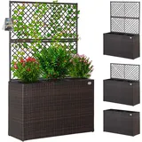 CASARIA Blumenkasten 3 Innentöpfe Polyrattangeflecht 80 x 20 x 20 cm Braun
