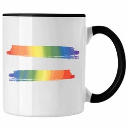 Trendation Tasse Trendation – Regenbogen Tasse Geschenk LGBT Schwule Lesben Transgender Grafik Pride schwarz