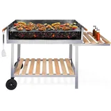 BBQ Collection Holzkohlegrill - BBQ mit Tisch - Gartenküchen Barbecue in höhenverstellbar - 98 x 56 x 85 cm