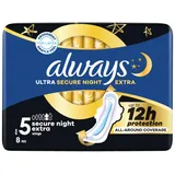Always Ultra Damenbinden Secure Night (Größe 5) Flügel X8