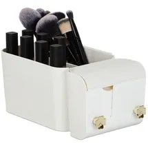 Relaxdays Kosmetik Organizer Wand Weiß,Gold