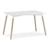 home collective Esstisch Tisch Küchentisch Esszimmertisch klein 120cm Länge + 80cm Breite weiss mit Vollholzbeinen in Natur - Weiß