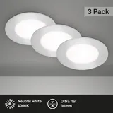 Briloner Di-Ka LED Einbauleuchte Slank 3er Set chrom-matt Ø 8,5 cm 3W, neutralweiß