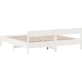 vidaXL Massivholzbett 180 x 200 cm Weiß