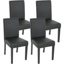 Mendler 4er-Set Esszimmerstuhl Stuhl Küchenstuhl Littau Kunstleder, schwarz matt, dunkle Beine
