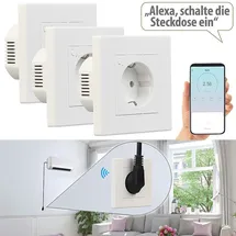Luminea Home Control 3er-Set WLAN-Unterputz-Steckdosen mit Verbrauch-Messung, App, 3.680 W