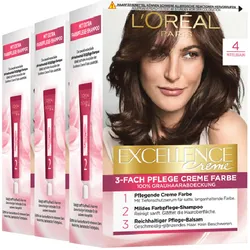 L'Oréal Paris Excellence Crème 4 Mittelbraun, 3er Pack
