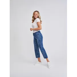 wonderjeans 7/8-Jeans WONDERJEANS, Damen, Gr. 44, Länge 26, blau denim leo, Denim/Jeans, Obermaterial: 98% Baumwolle, 2% Elasthan, gemustert, straight fit 7/8-Länge, Jeans, Figurschmeichelnder WonderStretch