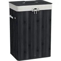 Homcom Wäschekorb schmal mit Deckel 72L Wäschesammler mit Griff, herausnehmbarer Wäschesack, Wäschebox für Waschküche Schlafzimmer Badezimmer, Schwarz