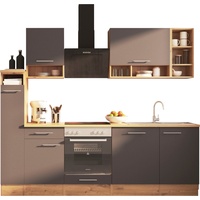 Respekta Küche »Hilde«, Breite 250 cm, wechselseitig aufbaubar, grau