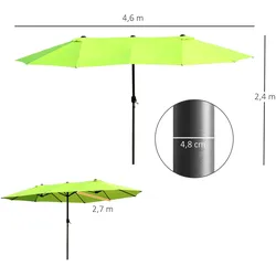 Outsunny - Sonnenschirm - 460 x 270 x 240 cm - grün