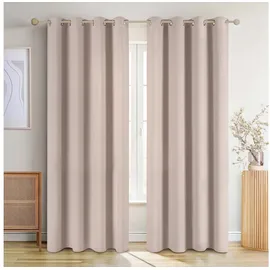 Blumtal Verdunklungsvorhänge 2er Set - Thermovorhang Hitzeschutz - Vorhang Blickdicht mit Ösen - Gardinenschals mit Schlaufen - Curtain - Gardinen 175x140cm - Gardienenschalset 2er - Vorhang Taupe