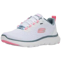 SKECHERS Flex Appeal 5.0 Low-Top-Sneaker, Weißes Netzgewebe, rosafarbener hellblauer Besatz, 41