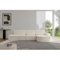 altdecor Eckcouch Cord 5-Sitzer Beige
