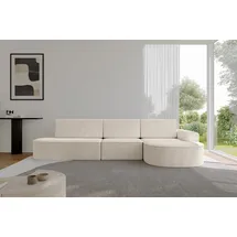 altdecor Eckcouch Cord 5-Sitzer Beige