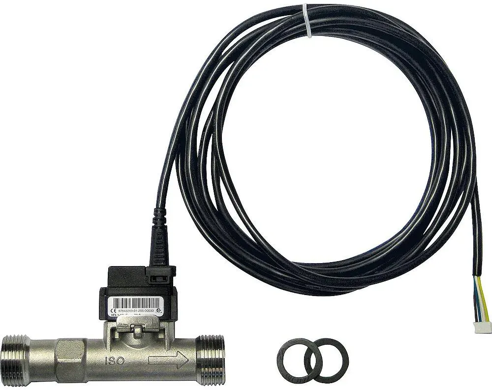 VFS Kombisensor aus Edelstahl für 2 bis 40 l/min und 0 bis 100 °C mit 3/4'' AG