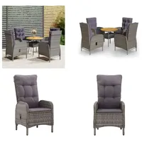 vidaXL 5 tlg. Garten Bistro Set Poly Rattan Grau - Bistro-Set - Bistro-Sets - Garten-Bistro-Set - Terrassenmöbel-Set - Grau