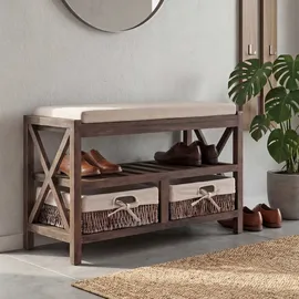 Mendler HWC-C48 45 x 65 x 34 cm Sitzbank Schuhregal braun