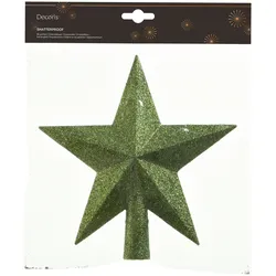 Christbaumspitze Stern mit Glitzer 19cm Kunststoff, piniengrün