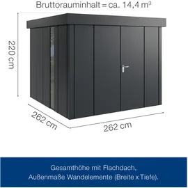 Hörmann Metall-Gerätehaus Juno JFD10 L-Sk 7016) 2-flg F Flachdach